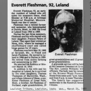 Obituary for Everett Fleshman